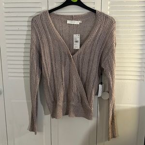 (NWT) ASTR THE LABEL Wrap Front Pointelle Sweater in Lavender Size Medium